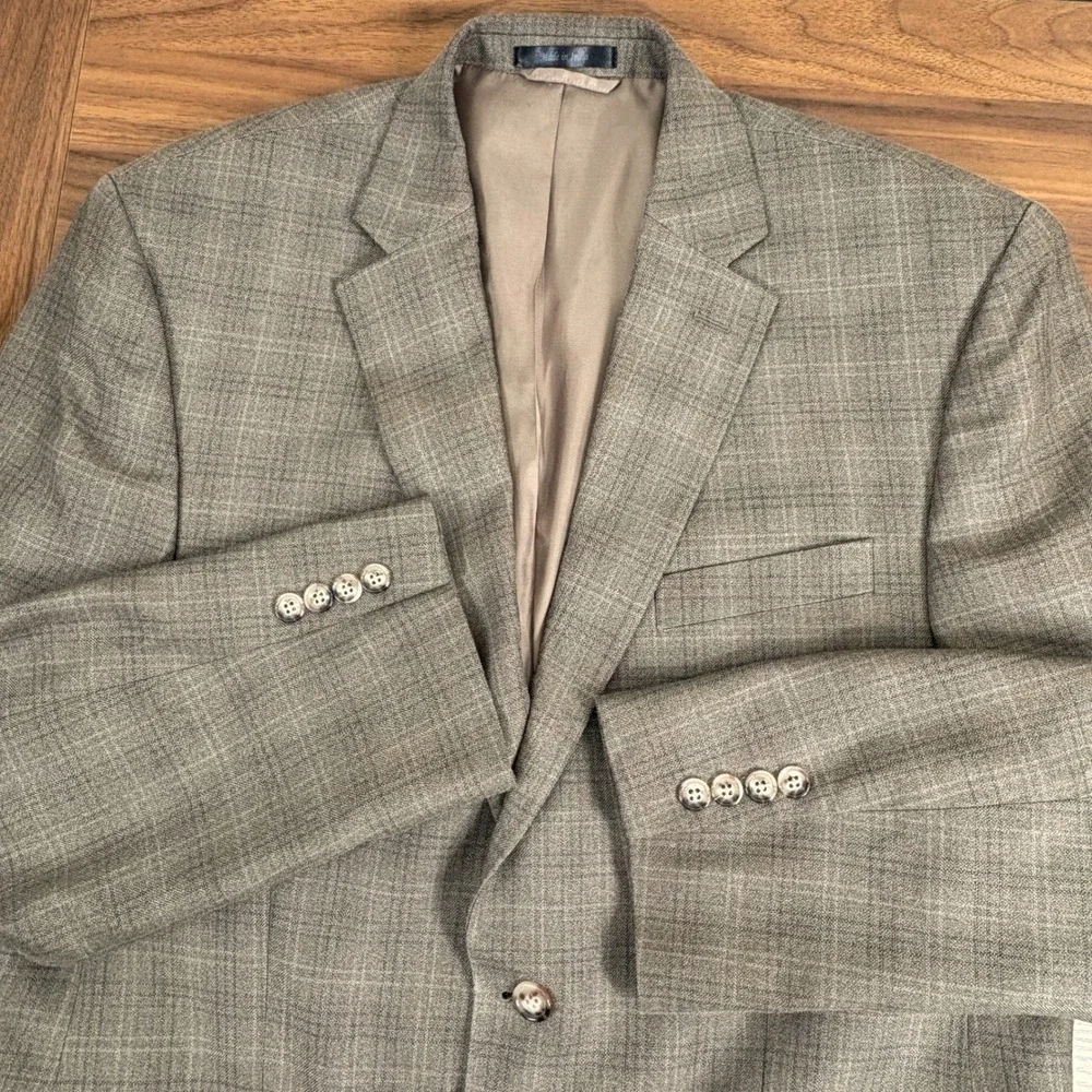 LAUREN Ralph Lauren Men's 42R Beige‎ Plaid Silk Wool Blazer Sport Coat Jacket